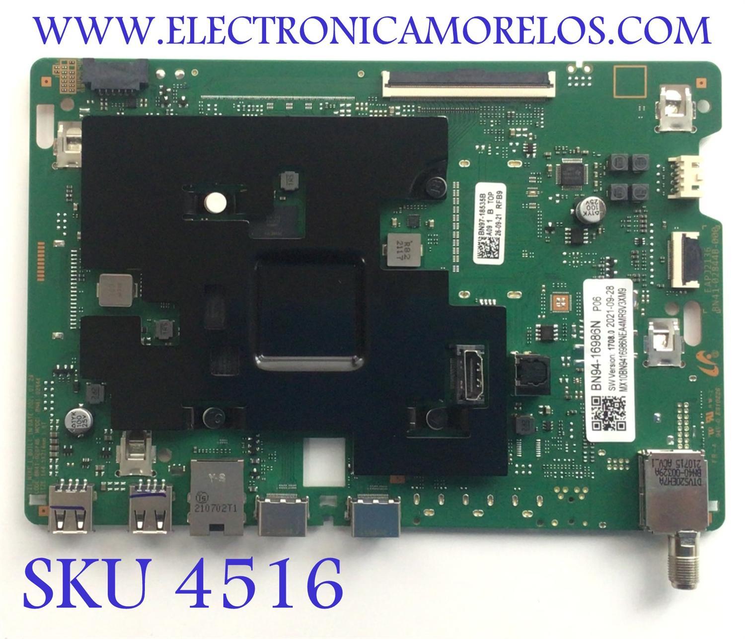 MAIN PARA AMART TV SAMSUNG 4K / NUMERO DE PARTE BN94-16986N / BN41-02844B / BN9416986N / 16986N / BN97-18535B / MODELO QN60Q6DAAFXZA UA02